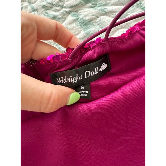 burgundy one-shoulder sequin dress, size S - Picture 3 of 6